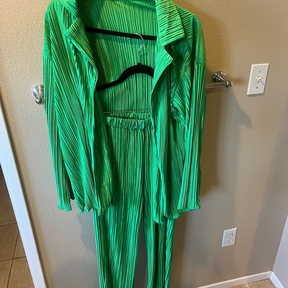 Green Striped Two-Piece Set